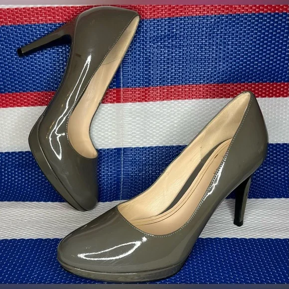 ✨🎉Cole Haan Nike Air Olive Green Patent Leather Platform Heels Women’s Size 7.5 - Picture 1 of 16